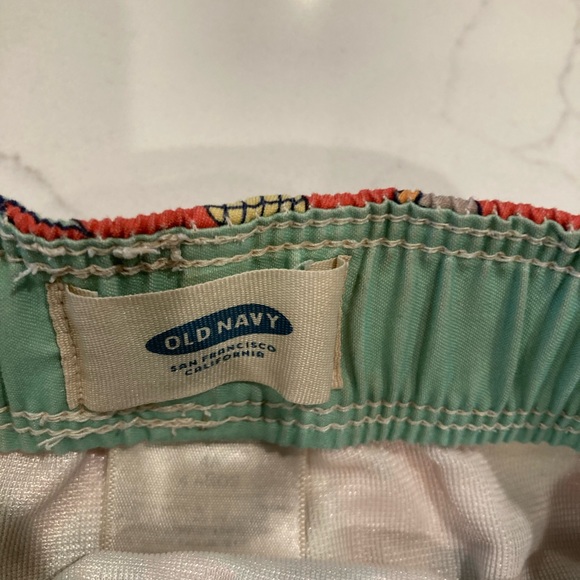 Toddler boy old navy rash guard swim trunks orange white surfer crab beach set - Picture 3 of 13